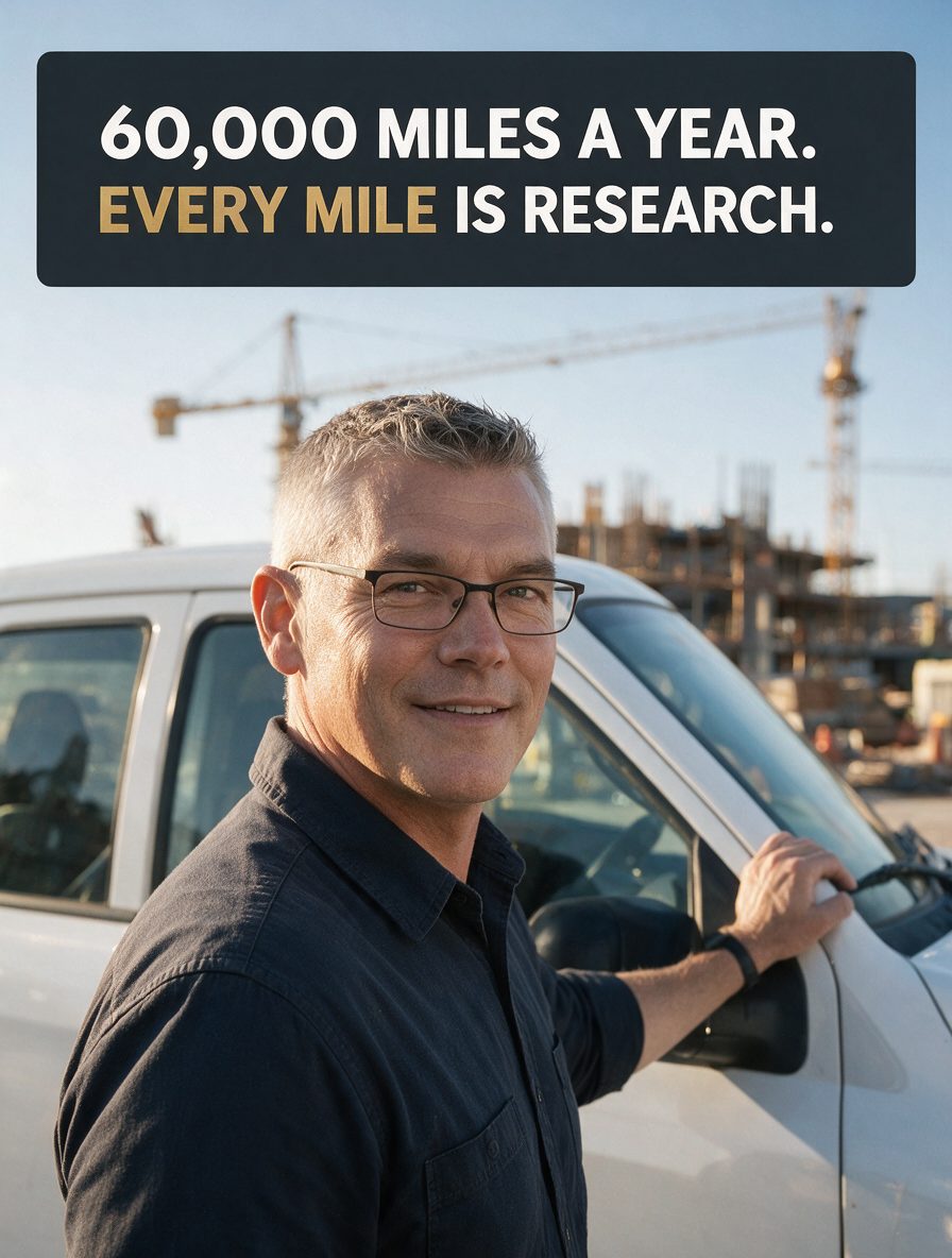 60,000 miles a year, every mile is research